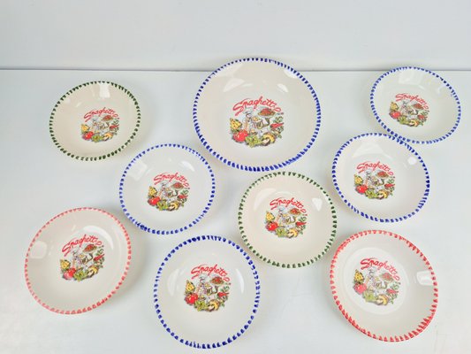 Vintage Spaghetti Plates & Serving Bowl Pasta from CMS Italy, 1980s, Set of 9-AXJ-2033997