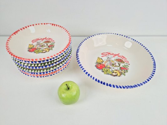 Vintage Spaghetti Plates & Serving Bowl Pasta from CMS Italy, 1980s, Set of 9-AXJ-2033997