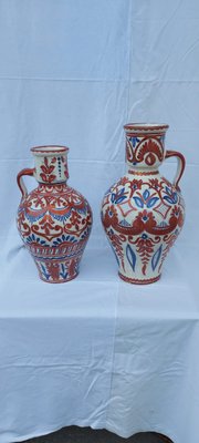 Vintage Spanish Glazed Ceramic Vases, Set of 2-QLH-884998