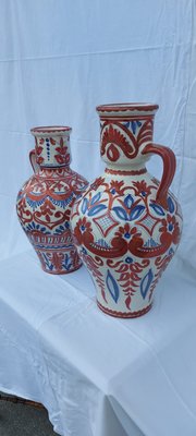 Vintage Spanish Glazed Ceramic Vases, Set of 2-QLH-884998