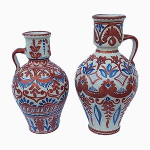 Vintage Spanish Glazed Ceramic Vases, Set of 2-QLH-884998