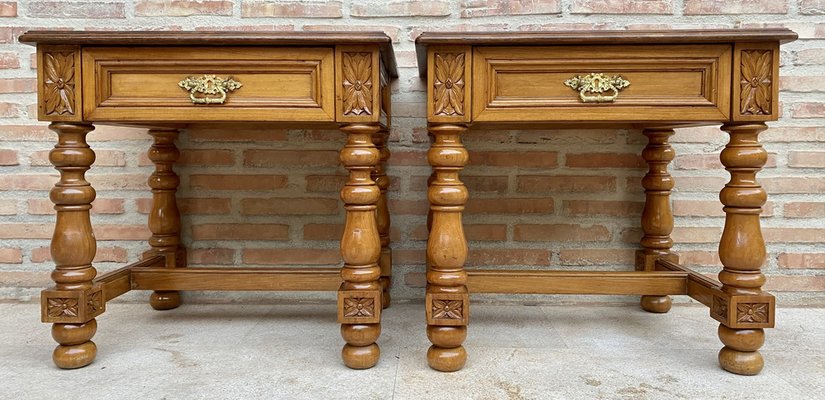 Vintage Spanish Nightstands with Drawer and Bronze Hardware, Set of 2-NOU-1235968