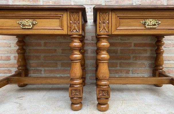 Vintage Spanish Nightstands with Drawer and Bronze Hardware, Set of 2-NOU-1235968