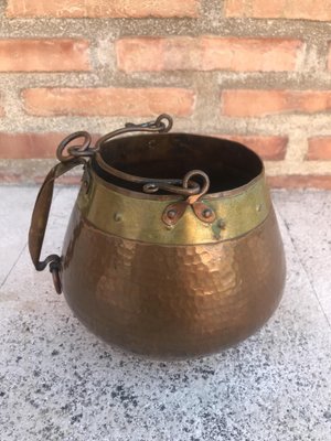 Vintage Spanish Patinated Copper Pot, 1970s-NOU-827538