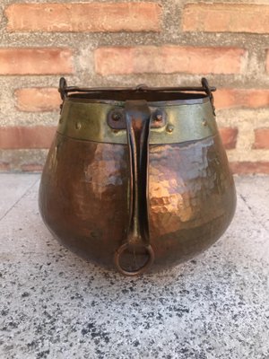 Vintage Spanish Patinated Copper Pot, 1970s-NOU-827538