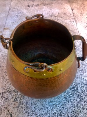 Vintage Spanish Patinated Copper Pot, 1970s-NOU-827538