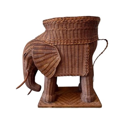 Vintage Spanish Wicker Auxiliar Elephant Tables, Set of 2-TCS-1752704