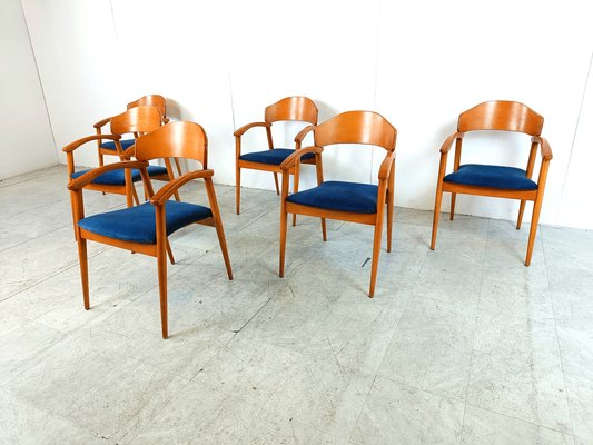 Vintage Spanish Wooden Armchairs, 1990s Set of 6-IRH-1819215