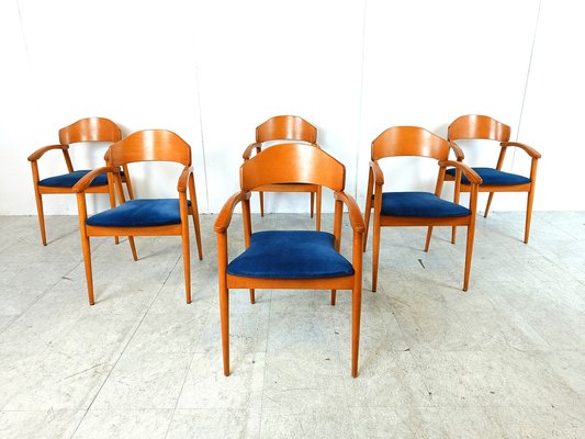 Vintage Spanish Wooden Armchairs, 1990s Set of 6-IRH-1819215