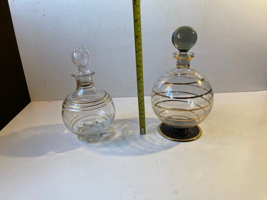 Vintage Spherical Italian Decanters in Glass, Set of 2-LCR-1241071