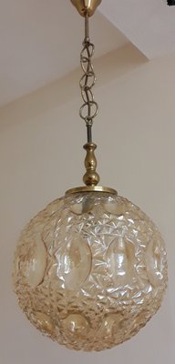 Vintage Spherical Shaped Ceiling Lamp in Tinted Relief Glass, 1979-HOI-1389600