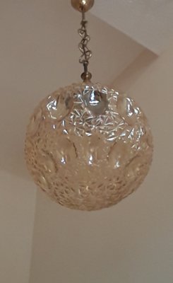 Vintage Spherical Shaped Ceiling Lamp in Tinted Relief Glass, 1979-HOI-1389600