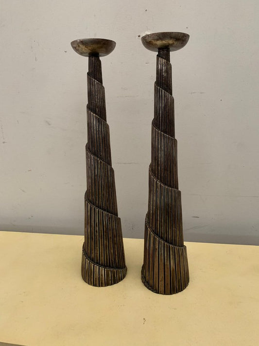 Vintage Spiral Architectural Candlesticks, 1980, Set of 2