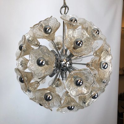 Vintage Sputnik Chandelier with 35 Glass Flowers from Venini, 1970s