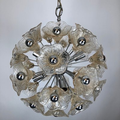 Vintage Sputnik Chandelier with 35 Glass Flowers from Venini, 1970s-OT-947523