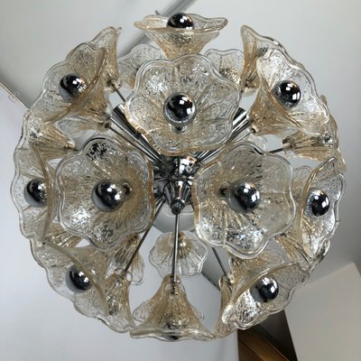 Vintage Sputnik Chandelier with 35 Glass Flowers from Venini, 1970s-OT-947523