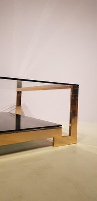 Vintage Square Brass and Glass Coffee Table-GNW-1138393