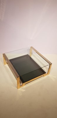 Vintage Square Brass and Glass Coffee Table-GNW-1138393