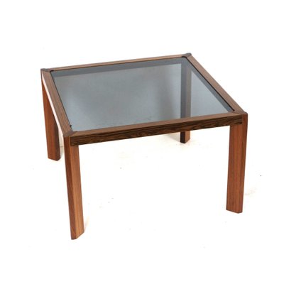 Vintage Square Coffee Table With Smoked Glass Top, 1960s-XID-1259770