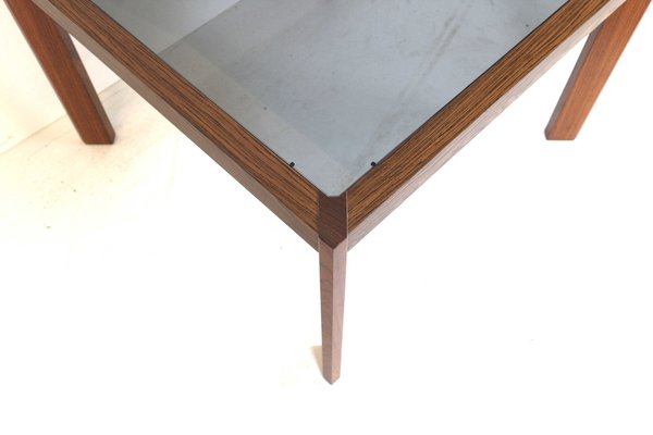 Vintage Square Coffee Table With Smoked Glass Top, 1960s-XID-1259770