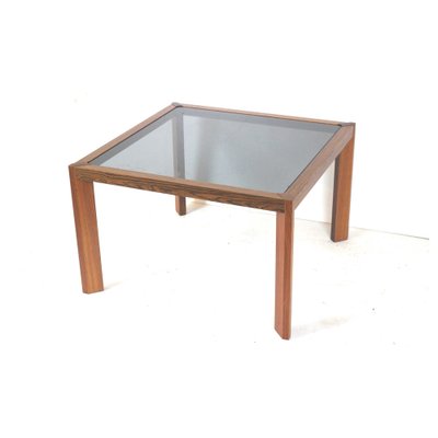 Vintage Square Coffee Table With Smoked Glass Top, 1960s-XID-1259770