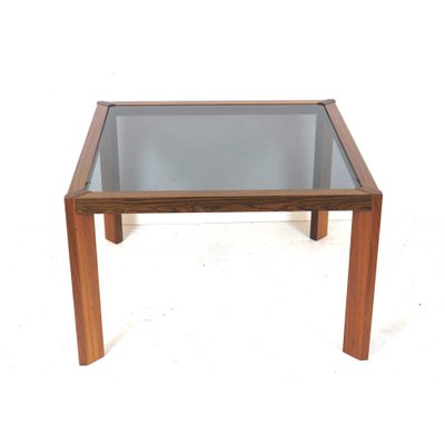 Vintage Square Coffee Table With Smoked Glass Top, 1960s-XID-1259770