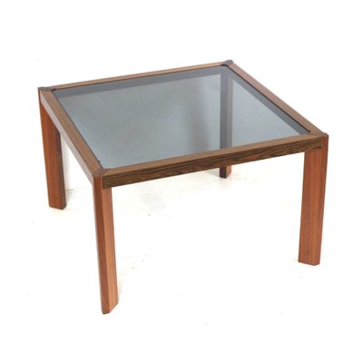 Vintage Square Coffee Table With Smoked Glass Top, 1960s-XID-1259770