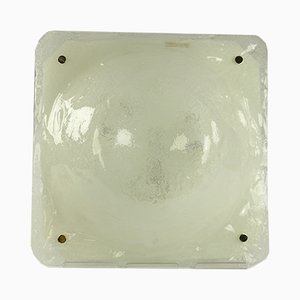 Vintage Square Ice Glass Flush Mount Ceiling Lamp from Müller & Zimmer, 1960s-FUP-658895