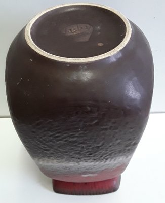 Vintage Square-Shaped Ceramic Vase in Red-Brown Lava from Jasba, 1970s-HOI-1145834