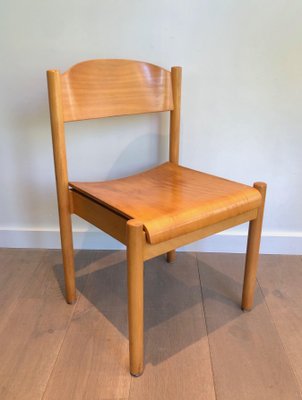 Vintage Stackable Chairs in Fir, Set of 6-BA-1365438