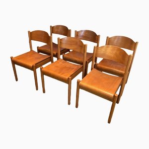 Vintage Stackable Chairs in Fir, Set of 6-BA-1365438