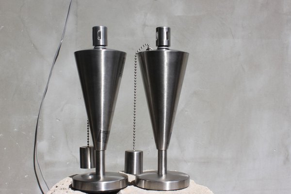 Vintage Stainless Steel Oil Table Lamp, Germany, 1980s, Set of 2-UWJ-1436684