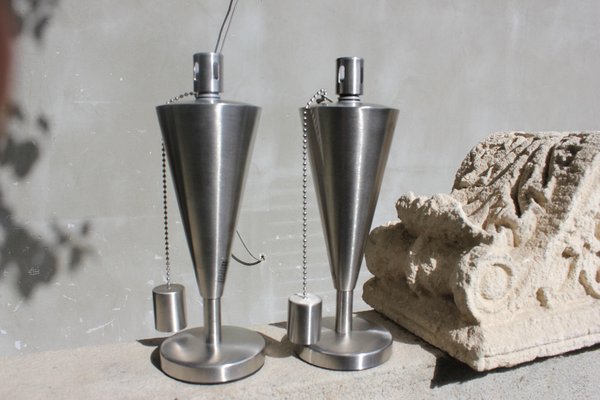 Vintage Stainless Steel Oil Table Lamp, Germany, 1980s, Set of 2-UWJ-1436684