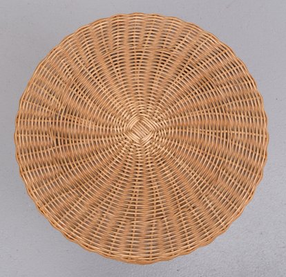 Vintage Steel Base Wicker Stool, 1960s-GCG-1813529