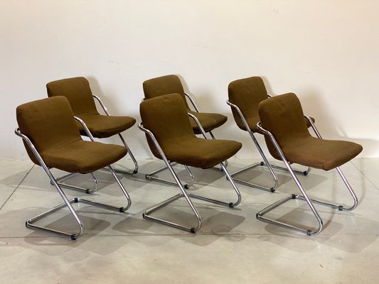 Vintage Steel Dining Chairs, 1970s, Set of 6-NPC-1441933