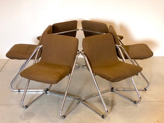 Vintage Steel Dining Chairs, 1970s, Set of 6-NPC-1441933