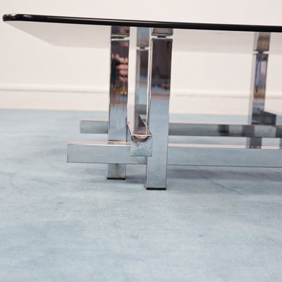 Vintage Steel Glass Coffee Table by David Hicks, 1970s-ZLY-581191