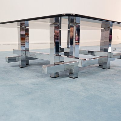 Vintage Steel Glass Coffee Table by David Hicks, 1970s-ZLY-581191