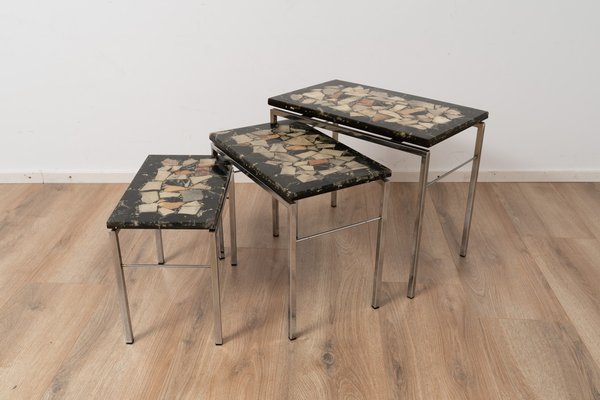 Vintage Stone Nesting Tables, 1960s, Set of 3-GE-1382726