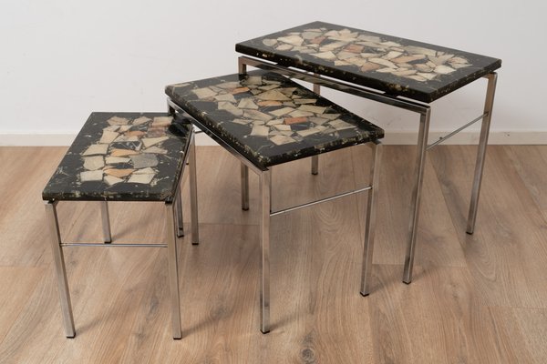 Vintage Stone Nesting Tables, 1960s, Set of 3-GE-1382726