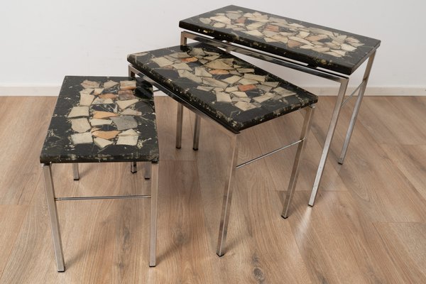 Vintage Stone Nesting Tables, 1960s, Set of 3-GE-1382726