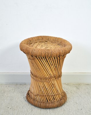 Vintage Stool in Bamboo and Rattan-HPQ-1326441