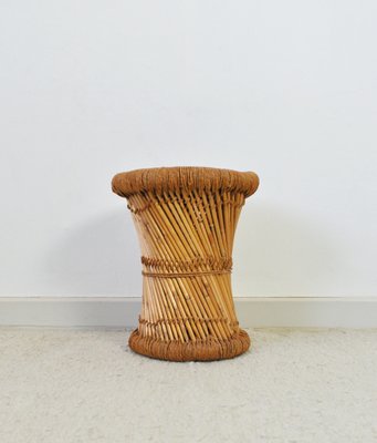 Vintage Stool in Bamboo and Rattan-HPQ-1326441