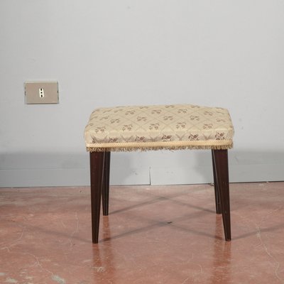 Vintage Stool in Damask Fabric, 1950s-RAQ-2026388