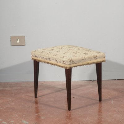 Vintage Stool in Damask Fabric, 1950s-RAQ-2026388