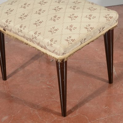 Vintage Stool in Damask Fabric, 1950s-RAQ-2026388