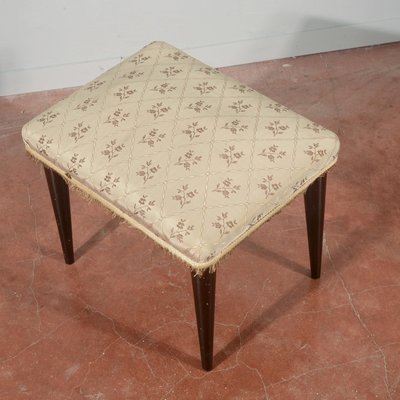 Vintage Stool in Damask Fabric, 1950s-RAQ-2026388