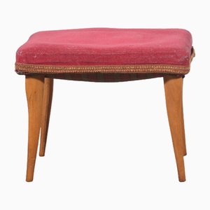 Vintage Stool in Red Velvet, 1950-RAQ-2026386