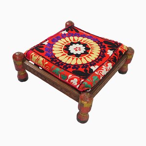 Vintage Stool with Suzani Cushion, 1950s-UZN-1389942