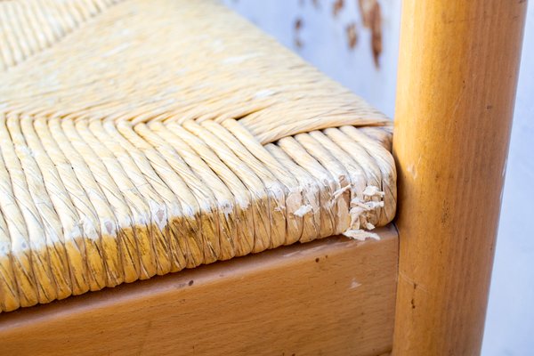 Vintage Stools in Wood and Straw by Charlotte Perriand, 1970s, Set of 4-VCV-1417425